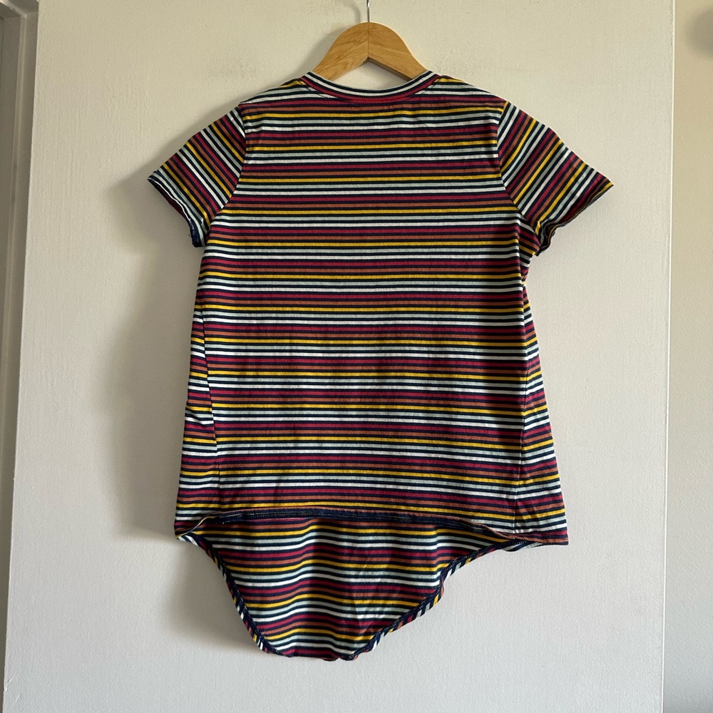 Madewell Knot-Front Tee in Rainbow Stripe Moon Rainbow Short Sleeve T-Shirt - Picture 7 of 10